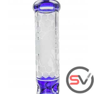 ACID ETCHED HONEY BEE GLASS PIPE 13inch- BLUE